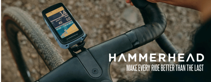 Hammerhead Karoo bike computer τοποθετημένο σε τιμόνι ποδηλάτου
