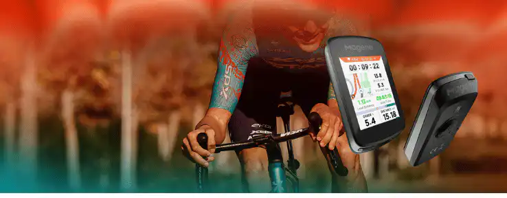 Ποδηλάτης με Magene bike computer σε αγωνιστική διαδρομή